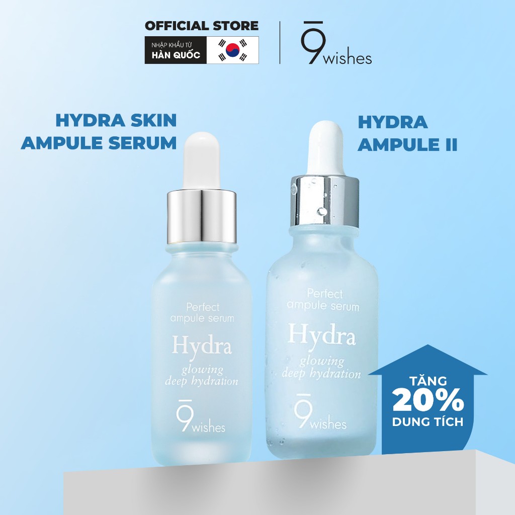 Combo x2Tinh chất dưỡng ẩm 9 Wishes Hydra Skin Ampule II 30ml