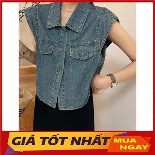Áo Gile Denim Dáng Crt Túi Ngực 2 Màu Phong Cách Hàn M33371 - Yamy888