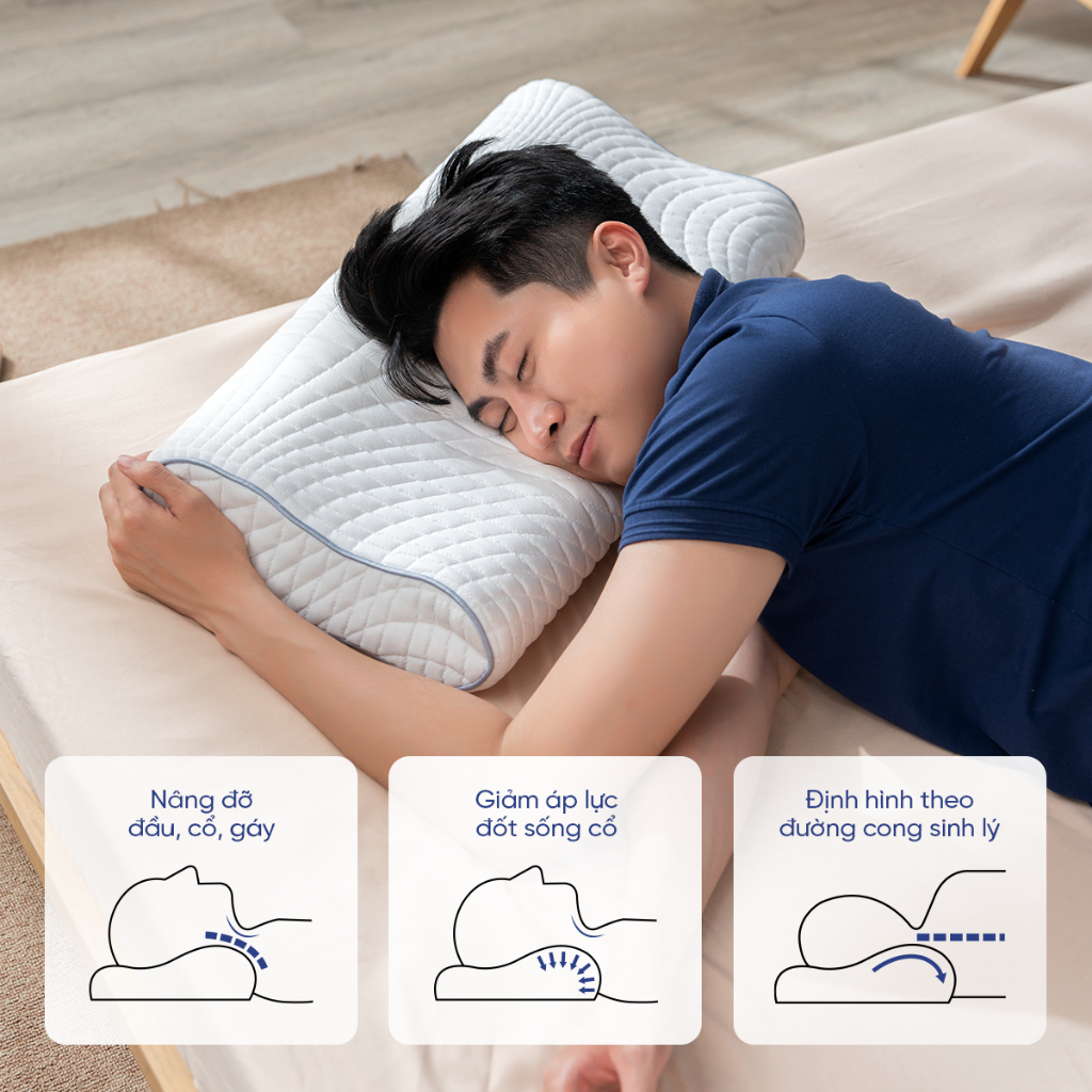 Gối Foam Goodnight Nori Gối Công Thái Học 30*60cm Lượn Sóng Nâng Đỡ, Vua Nệm | BigBuy360 - bigbuy360.vn