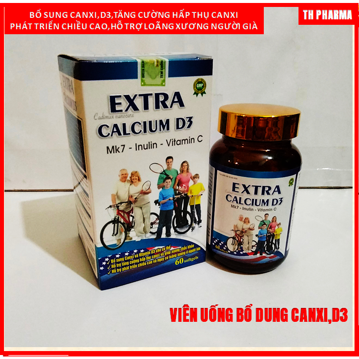 Viên Uống  Canxi Extra calcium D3  Bổ Sung Canxi D3 cho cơ thể  giúp Phát triển xương Chiều cao  giả