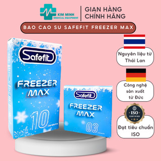 Bao cao su Safefit Freezer Max siêu mỏng nhiều gel bôi trơn bạc hà mát lạnh hộp 10 cái, hộp 3 cái