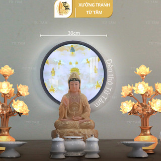 Đèn hào quang phật họa tiết mây trời từ tâm hd37 đèn thờ hào quang led mica tráng gương để ban thờ gia tiên, tượng phật