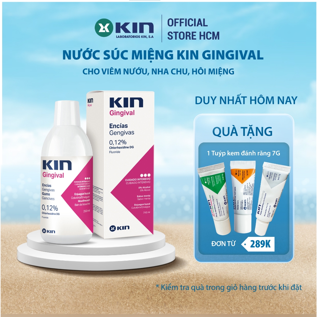 Nước Súc Miệng KIN Gingival Cho Viêm Nướu, Hôi Miệng, Sát Khuẩn Chai 250ml/1000ml