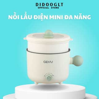 Nồi lẩu điện mini đa năng, ca nấu mì Ozhu 2 nấc nhiệt dung tích 1.8L công suất 600W tặng kèm giá hấp - Didooglt