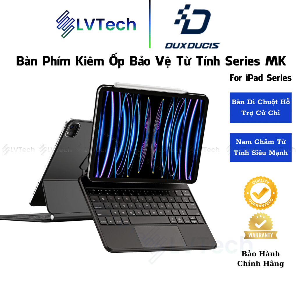 Bao Da Từ Tính Nam Châm Kiêm Bàn Phím Dux Ducis Dành Cho iPad Pro 11" / iPad Air 4 | 5 | M1, Magnetic Pro, MK Series