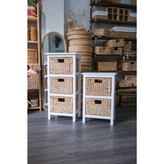 Tủ gỗ lục bình,tủ trắng,kệ gỗ,kệ decor,kệ trang trí,ggiỏ lục bình,giá để đầu giường,giỏ lục bình,kệ cao,khay gỗ,kệ sắt