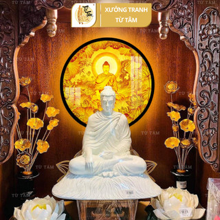 Đèn hào quang phật tranh trúc chỉ từ tâm, đèn thờ phật, hào quang phật led, hào quang trúc chỉ tranh hình phật tutam-tc5