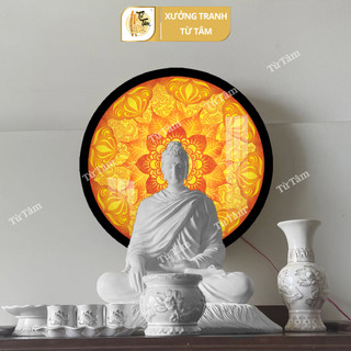 Đèn hào quang phật tranh trúc chỉ từ tâm, đèn thờ phật, hào quang phật led, hào quang trúc chỉ tranh mandala tutam-tc8