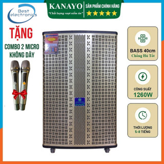 Loa kéo karaoke giá rẻ công suất lớn 1260watt | loa kẹo kéo 4 tấc tặng 2 mic | kanayo chính hãng
