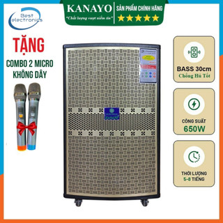 Loa kéo karaoke 3 tấc | bass 30 công suất 650 | kanayo official store | tặng 1 mic chống hú cao cấp