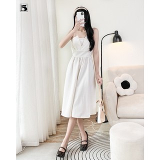 Đầm 2 dây bồng, vải may chữ V trước ngực, có dây chỉnh Twenty.5 -  5746