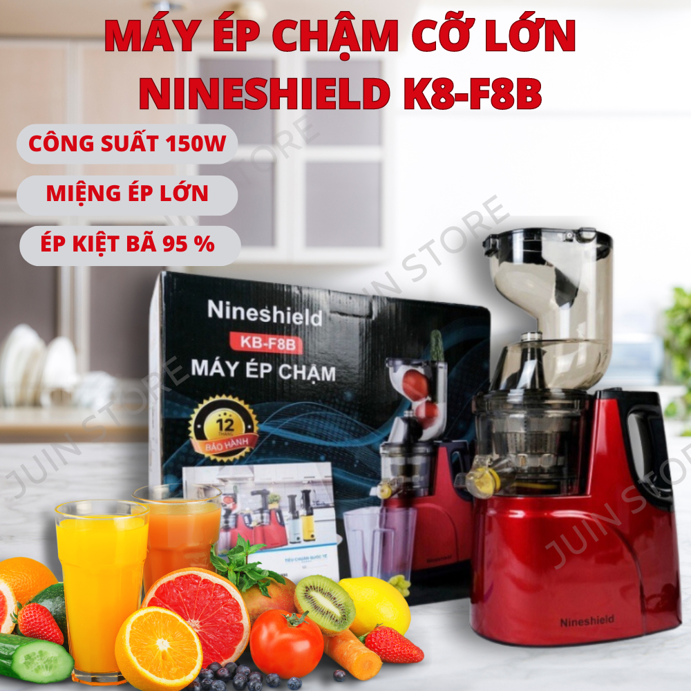 Máy Ép Chậm NINESHIELD KB-F8B Chính Hãng, Dung Tích 1L, Máy Cổ Rộng Ép Trái Cây Nguyên Quả Dễ Dàng, Tiện Lợi