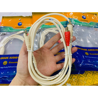 Dây tín hiệu 3,5ly ra 2 đầu av choseal trắng sợi 1,8m 3m 5m 10m