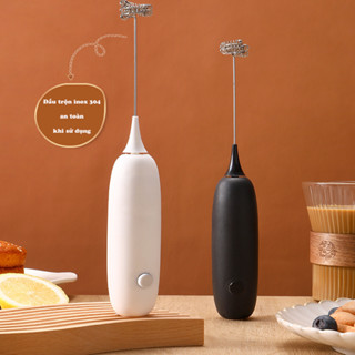 Máy đánh trứng sữa, tạo bọt cafe cầm tay mini cao cấp - chất liệu ABS, thép không gỉ sử dụng pin tiện lợi
