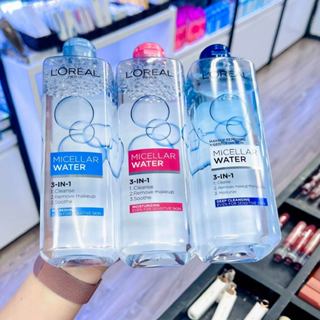 Nước tẩy trang Loreal L'Oreal 3-in-1 Micellar Water 400ml ( Hồng, Xanh Nhạt, Xanh Đậm )