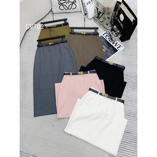 Chân váy chữ A Cúc Fashion cao cấp dáng dài công sở cạp cao có đai eo co giãn CV xòe chữ A CV702