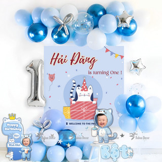 Set bóng trang trí sinh nhật set bóng sinh nhật cho bé tuổi mèo cho bé trai MEO03
