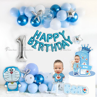 Set bóng trang trí sinh nhật màu xanh dương chủ đề Doremon cho bé trai và bé gái KIT11 Babuu Decor