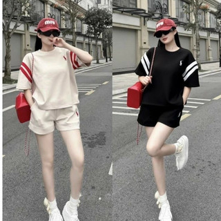 Bộ Thể Thao Nữ Tay Sọc Thêu Ngựa Chống Bong Chất Cotton Mềm Mịn- Bộ Thể Thao Nữ Mới Nhất Hot 2024 B15