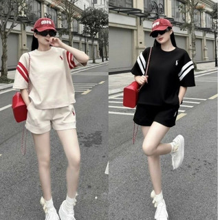 Bộ Thể Thao Nữ Tay Sọc Thêu Ngựa Chống Bong Chất Cotton Mềm Mịn- Bộ Thể Thao Nữ Mới Nhất Hot 2024 B15