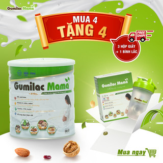Combo 4 lon 650g tặng 3 hộp & 1 bình lắc - sữa hạt gumilac mama dành cho mẹ bầu