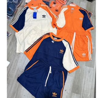 Bộ Quần Áo Nữ Nam Phối Họa Tiết 3 Màu Tay Kẻ Sọc Logo Thêu Chất Cotton Kho Cao Cấp Hot Trend 2024 B05
