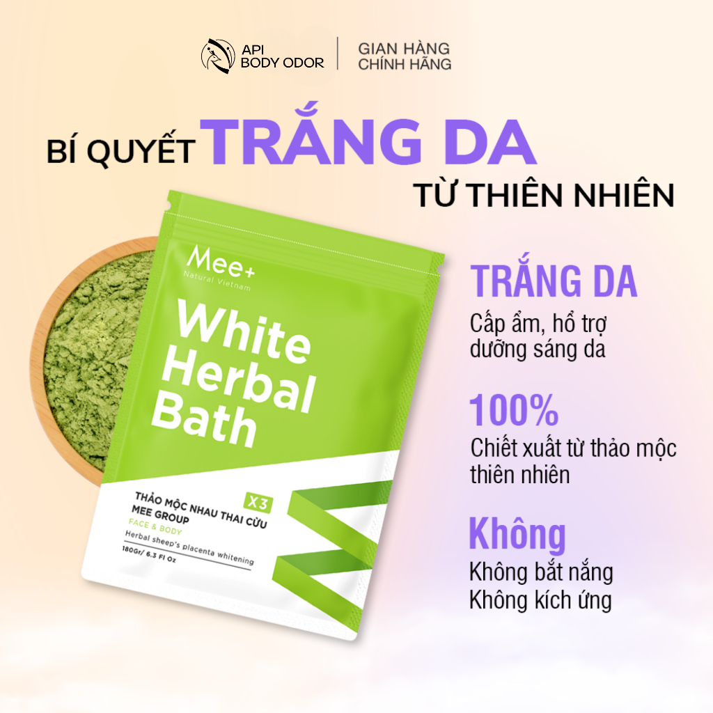 Combo 2 gói tắm trắng thảo mộc nhau thai cừu MEE NATURAL giúp trắng da, nhả nắng (2 gói x 180g)