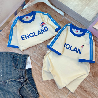 Áo thun babytee dáng ôm nữ phối sọc tay ( Mã babytee sọc tay ENGLAND  )