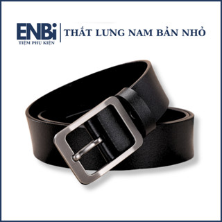 Thắt Lưng Nam Dây Nịt Da Thật Bản Vừa Mặt Vuông Khóa Lỗ Kim Phong Cách Basic