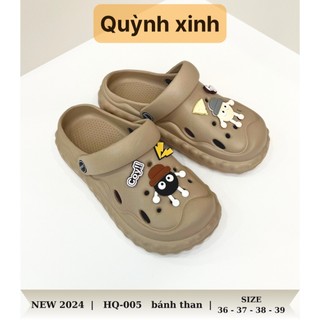 (NEW 2024) Sục Nữ Siêu Êm Chân, Dép Cross Nữ Gắn Sticker Bánh Than - QX017