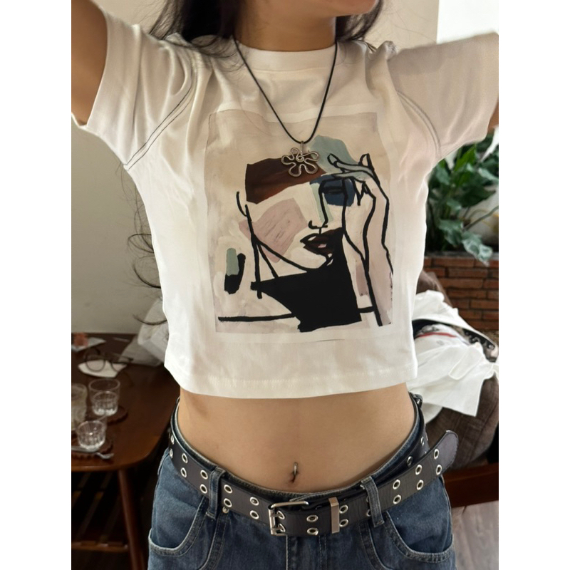 Croptop Cotton In Hoạ Tiết