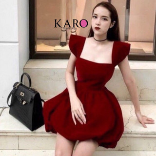 đầm nhung bí dây lưng - CAROTSHOP