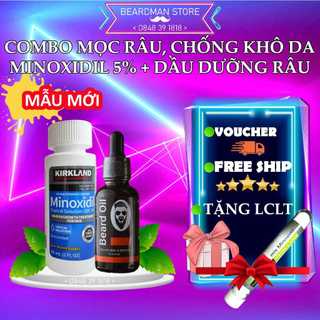 COMBO CHỐNG KHÔ DA : Dung Dịch Mọc Râu Minoxidil 5% + Dầu Dưỡng Râu Beard Oil 10ml