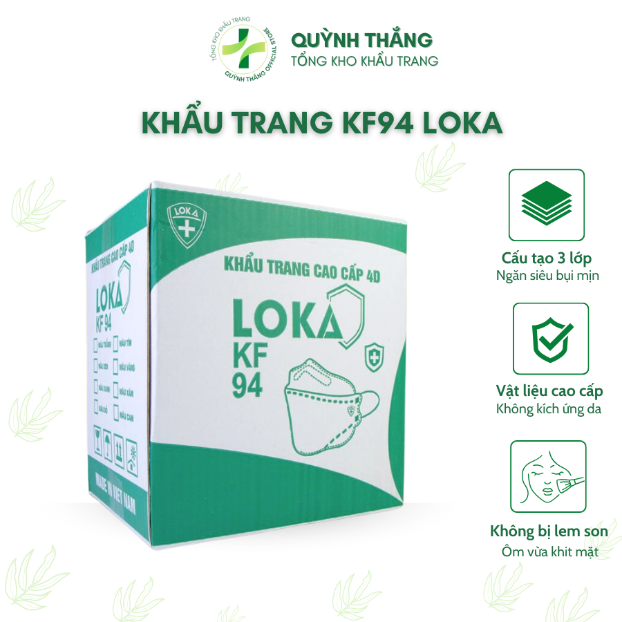 Khẩu Trang KF94 LOKA Mask 4 Lớp Có Kháng Khuẩn (Combo 300 Cái)