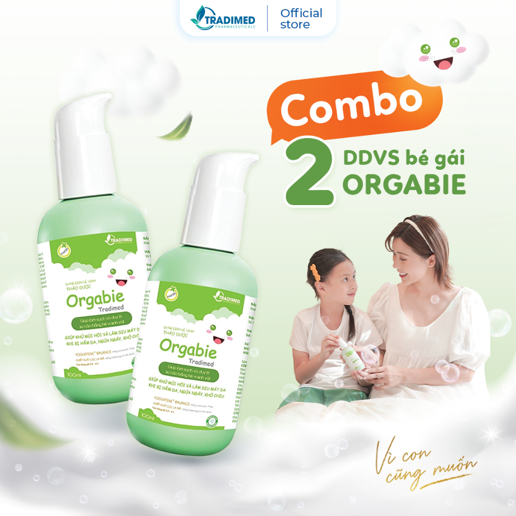 Combo 2 Dung Dịch Vệ Sinh Cho Bé Orgabie 100ml, Giúp Khử Mùi Vùng Kín, Giảm Hăm Cho Bé