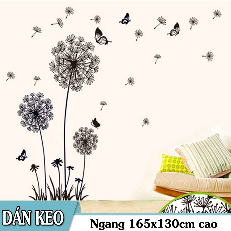 Decal trang trí Bồ Công Anh cùng Bướm