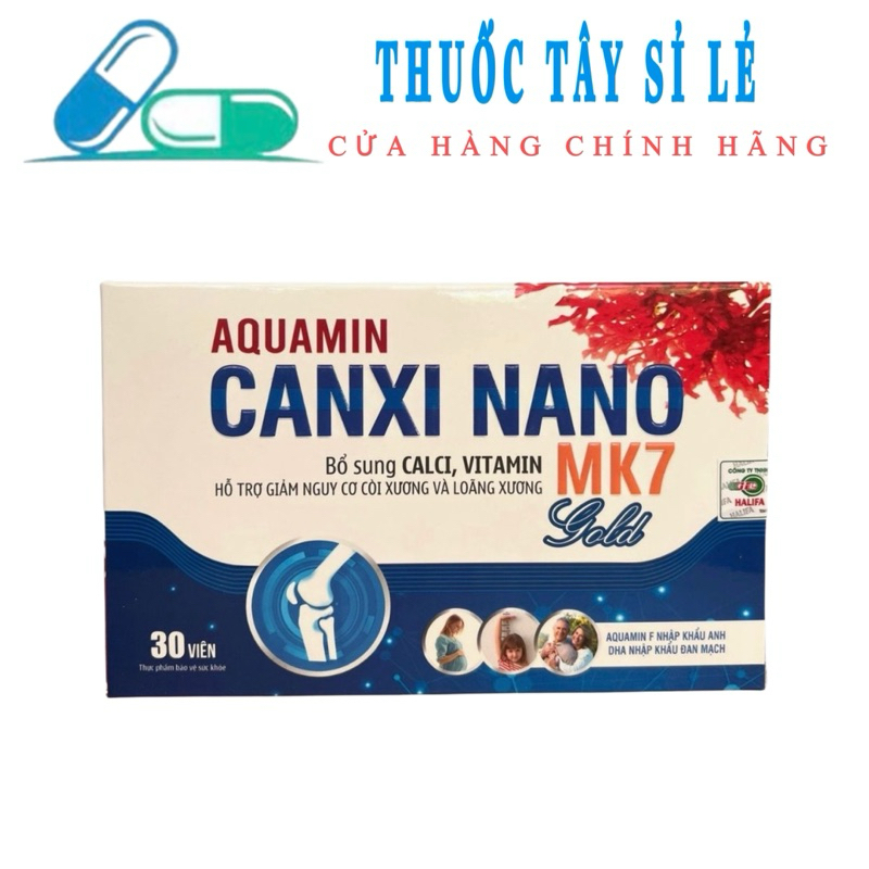 Aquamin Canxi Nano Mk7 Gold BỔ SUNG CANXI, Chống Còi Xương, Loãng Xương - Hộp 30 Viên