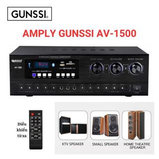 Amply đẩy liền vang gunssi av-1500 công suất lớn cao cấp-cổng quang hỗ trợ bluetooth/usb/rca