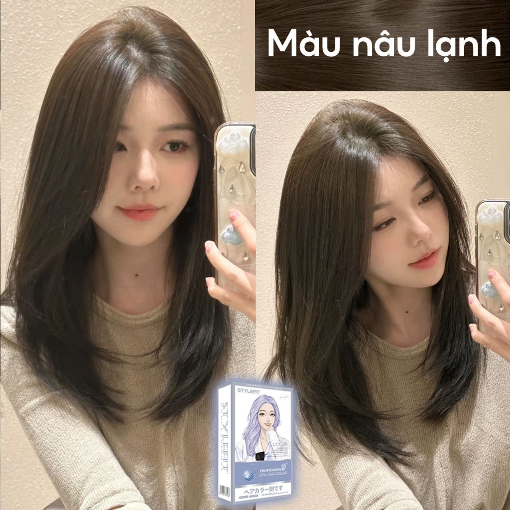 Thuốc nhuộm màu nâu Thuốc nhuộm tóc nâu lạnh Thuốc nhuộm tại nhà thuốc nhuộm tóc ko tẩy Gói thuốc nh