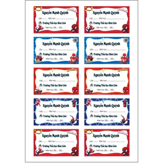 combo 50 nhãn vở in giấy đề can bế sẵn tiện dụng (tên, trường, lớp theo yêu cầu)