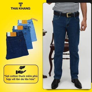 Quần jean nam trung niên Thái Khang loại vải co dãn thoải mái thiết kế ống suông Qjean21