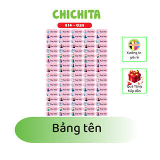 Hình dán tên bút sách vở học sinh CHICHITA theo yêu cầu cho bé