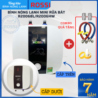    6L  Bình nóng lạnh gián tiếp Mini rửa bát Rossi 6 Lít vuông R2006BL cấp trên  R2006HW  cấp dưới  