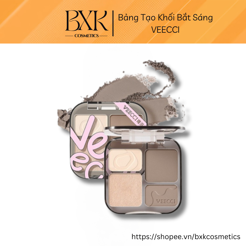 Bảng phấn tạo khối VEECCI bắt sáng highlight má hồng tự nhiên lâu trôi chống nước