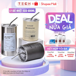 Ly Giữ Nhiệt Iced Americano Inox 304 Đúc Liền Khối Cao Cấp Có Nắp Đậy Tặng Kèm Ống Hút