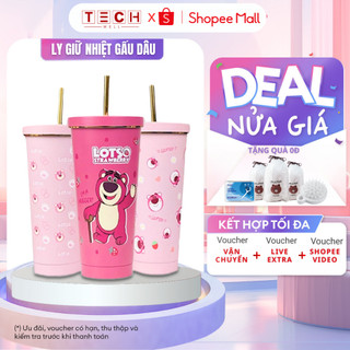 Ly Giữ Nhiệt GODWELL Gấu Dâu Lotso Hotrend 2024 Dễ Thương Dung Tích 750ml Chất Liệu Inox 304 Giữ Nhiệt Từ 8-12 Giờ