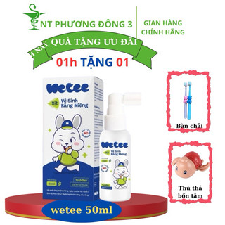 Mua 1 tặng 1, mua xịt vệ sinh răng miệng wetee cho bé từ 1 tuổi 50ml tặng 1 xịt vệ sinh răng miệng wetee 30ml cùng loại