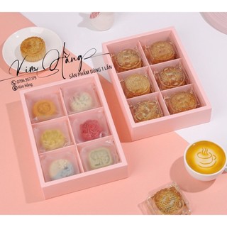 10h 6 bánh nhỏ , hộp kraft 6 ngăn trung thu mini 50gr - 100gr, bánh trung thu đài loan , đựng bánh mochi , ...