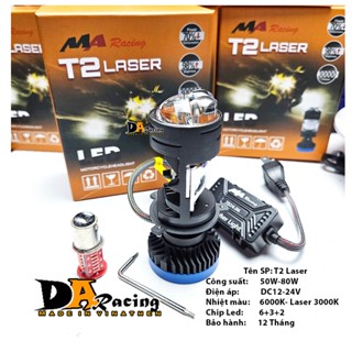 Bi led mini T2 laser tâm vàng mắt ếch 75w chính hãng Maracing (6/2024) chân H4 (giá 1bóng)
