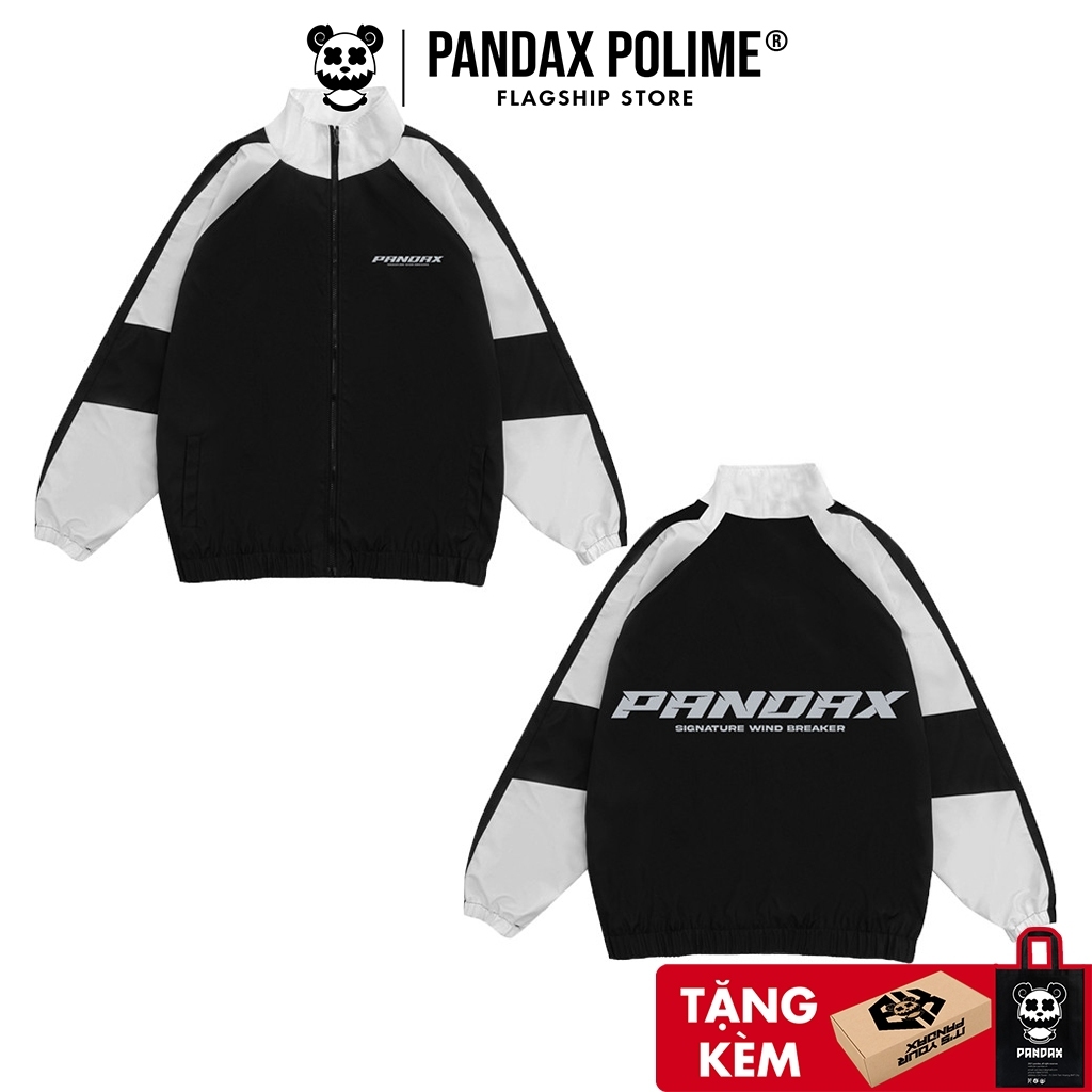 Áo dù local brand cổ cao khoác gió jacket nam nữ form rộng phản quang Pandax polime unisex bigsize phối màu trắng đen